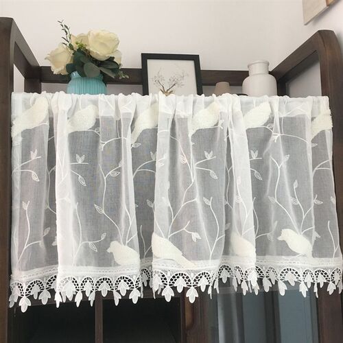 定制美式咖啡帘北欧短帘纱帘半帘飘窗窗纱帘厨房窗帘隔断门帘成品