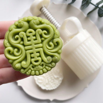 橡树果子新款福寿双全凤凰纹玉佩造型国风绿豆糕点月饼模具75克