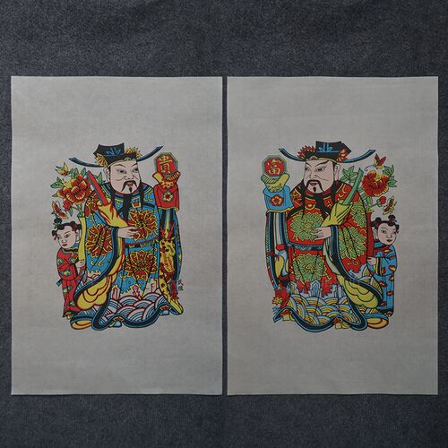 正宗手工武强年画郁垒神荼秦琼敬德关公关胜朝官武门神年画大幅