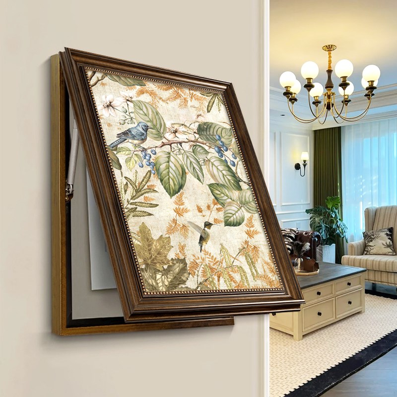 美式花鸟电表箱装饰画2026新款免打孔电闸盒配电箱遮挡挂画高级感