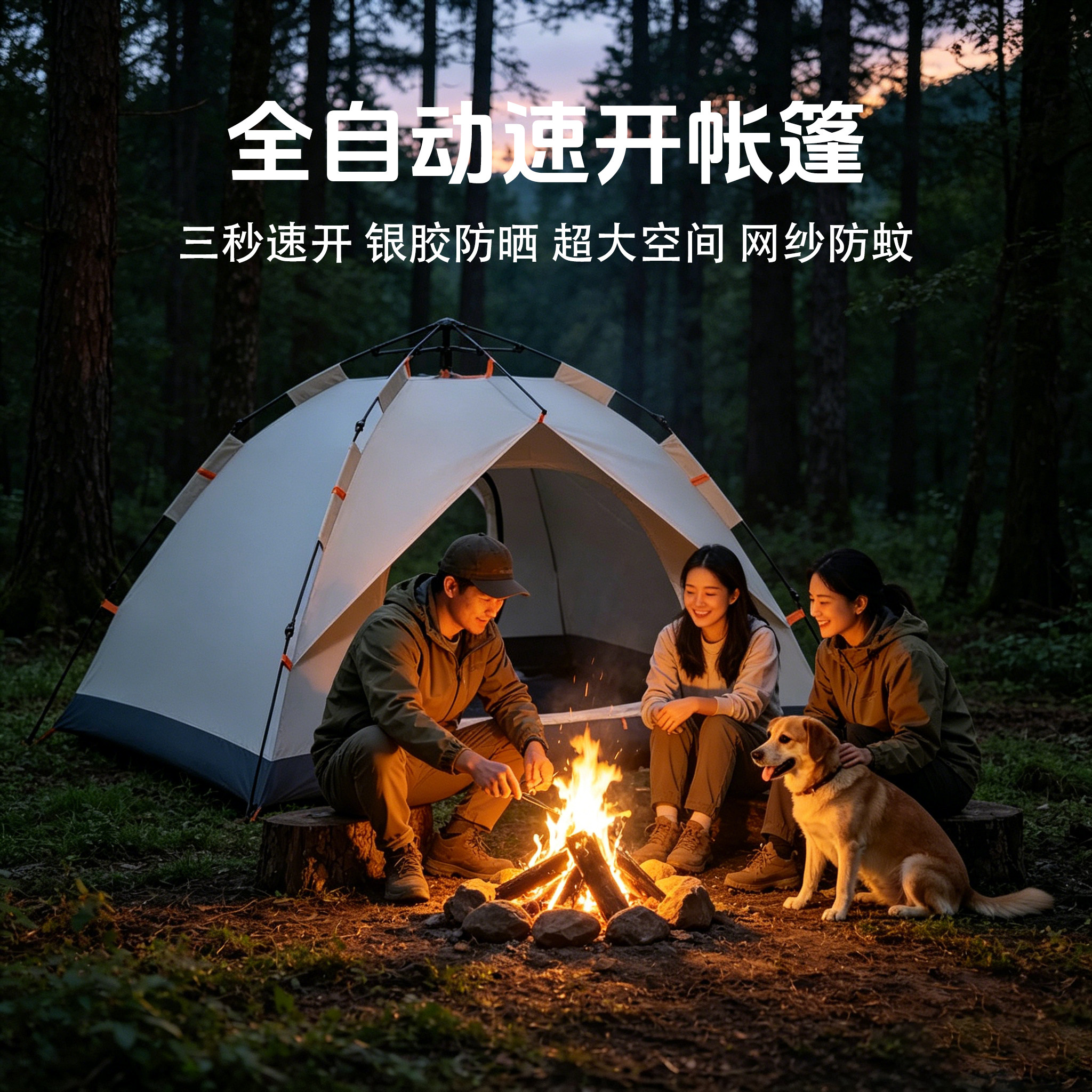 户外露营便携式免搭建速开帐篷