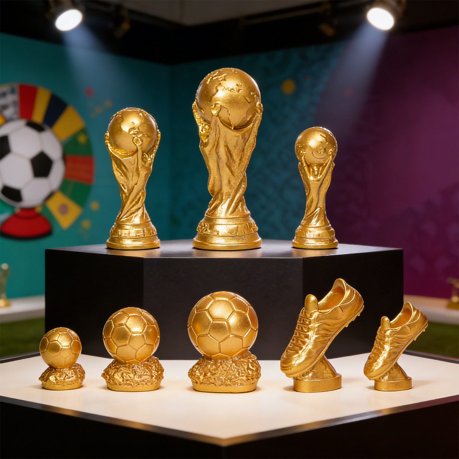 世界杯大力神杯摆件2026新款车载中控台装饰品迷你款金色足球奖杯
