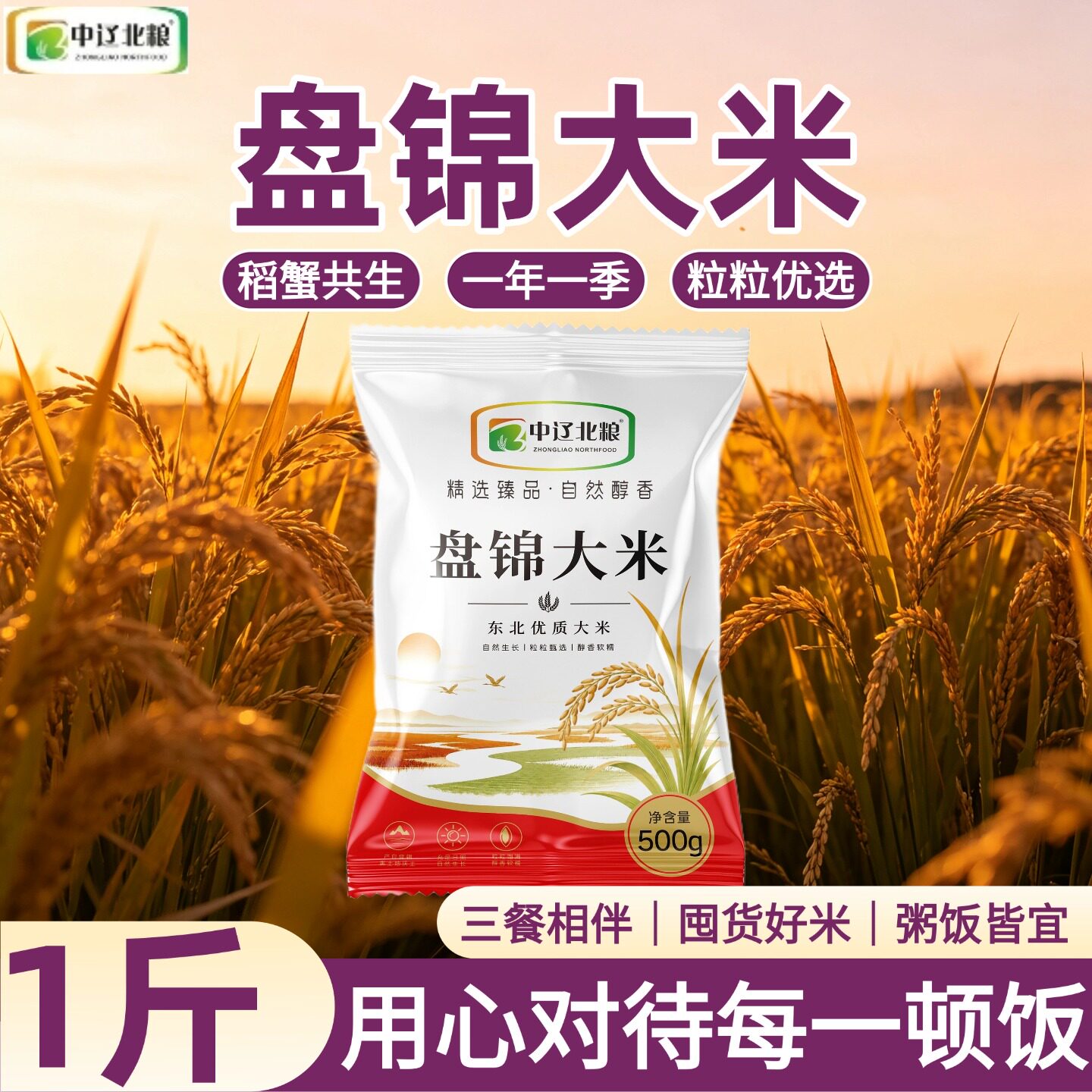 大米盘锦大米当季大米500g袋装原生态黑土地粒粒优选粥饭皆宜