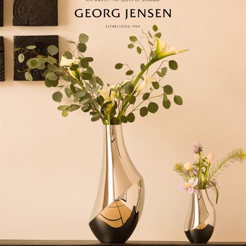 Georg Jensen Flora花瓶斯堪的L纳维亚客厅桌花插花桌面装饰