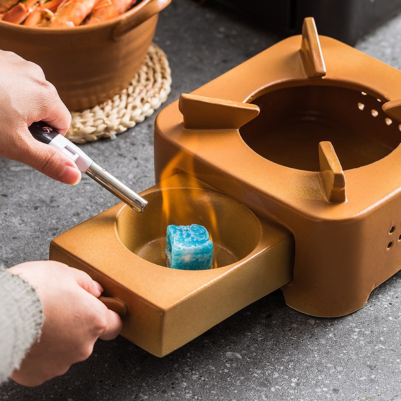 酒精炉小火锅家用砂锅陶瓷酒精块煮茶器热菜餐具加热新式干锅锅具