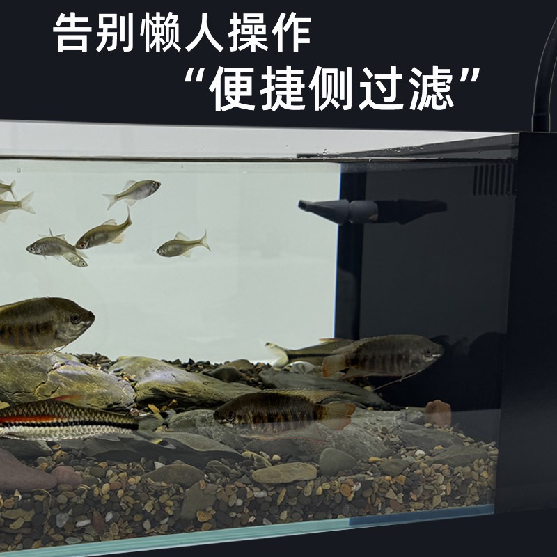 XIYU谿屿溪流缸全套造景水族家用客厅桌面南美风超清加厚生态鱼缸