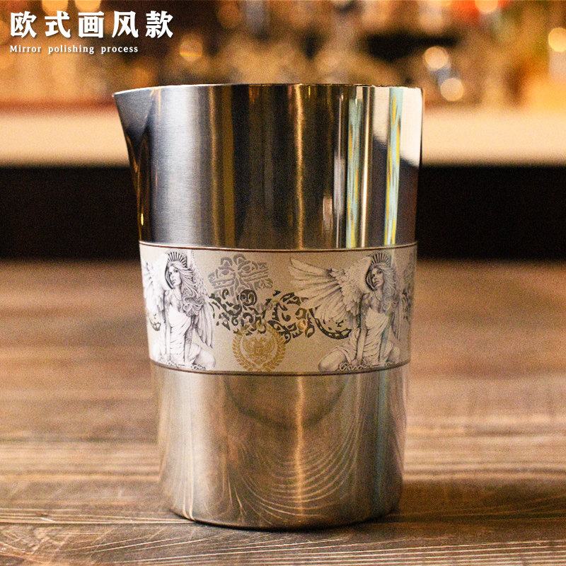 酒吧调酒不锈钢印花搅拌杯调和mixinglass杯调酒杯混合蚀刻杯
