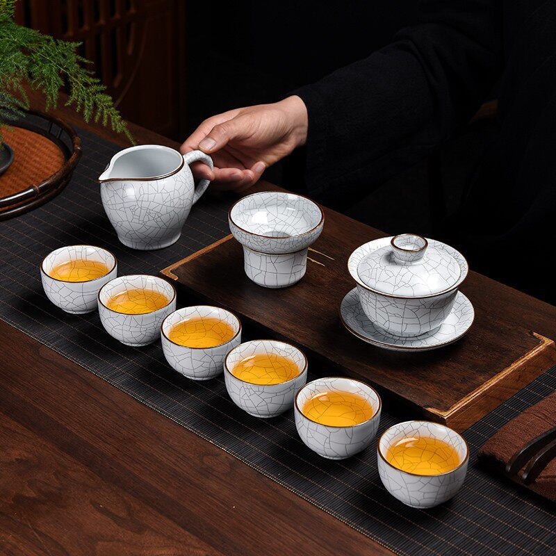 瓷韵东方 泉德堂汝窑茶具套装开片可养线茶壶茶杯主人杯功夫茶具