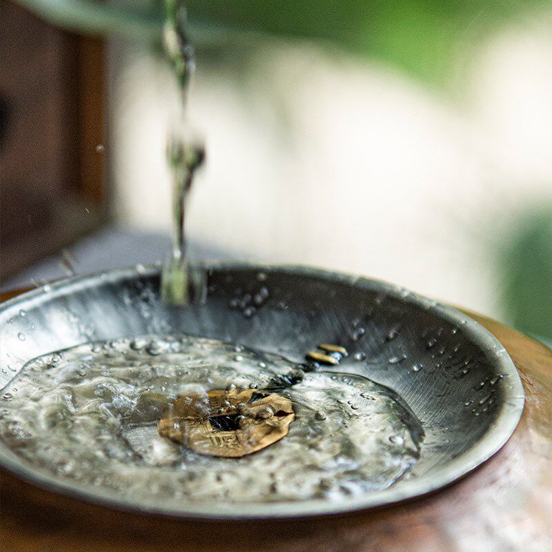 禅意风复古紫铜建水茶洗废水茶缸茶渣缸储水铜壶承干泡台水盂茶具