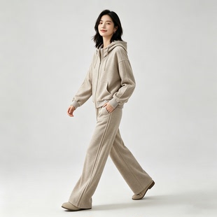 百家好2026秋装新款时尚休闲运动风连帽卫衣长裤套装女显瘦两件套