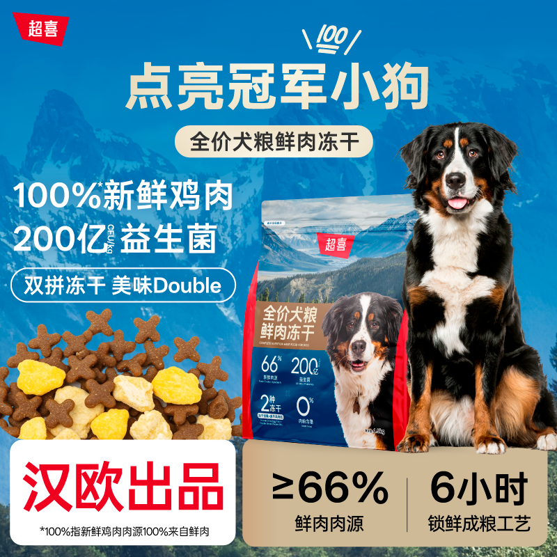 【狗粮试吃200g】超喜鲜肉冻干双拼