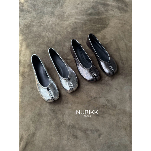 NUBIKK分趾爆裂纹芭蕾平底单鞋