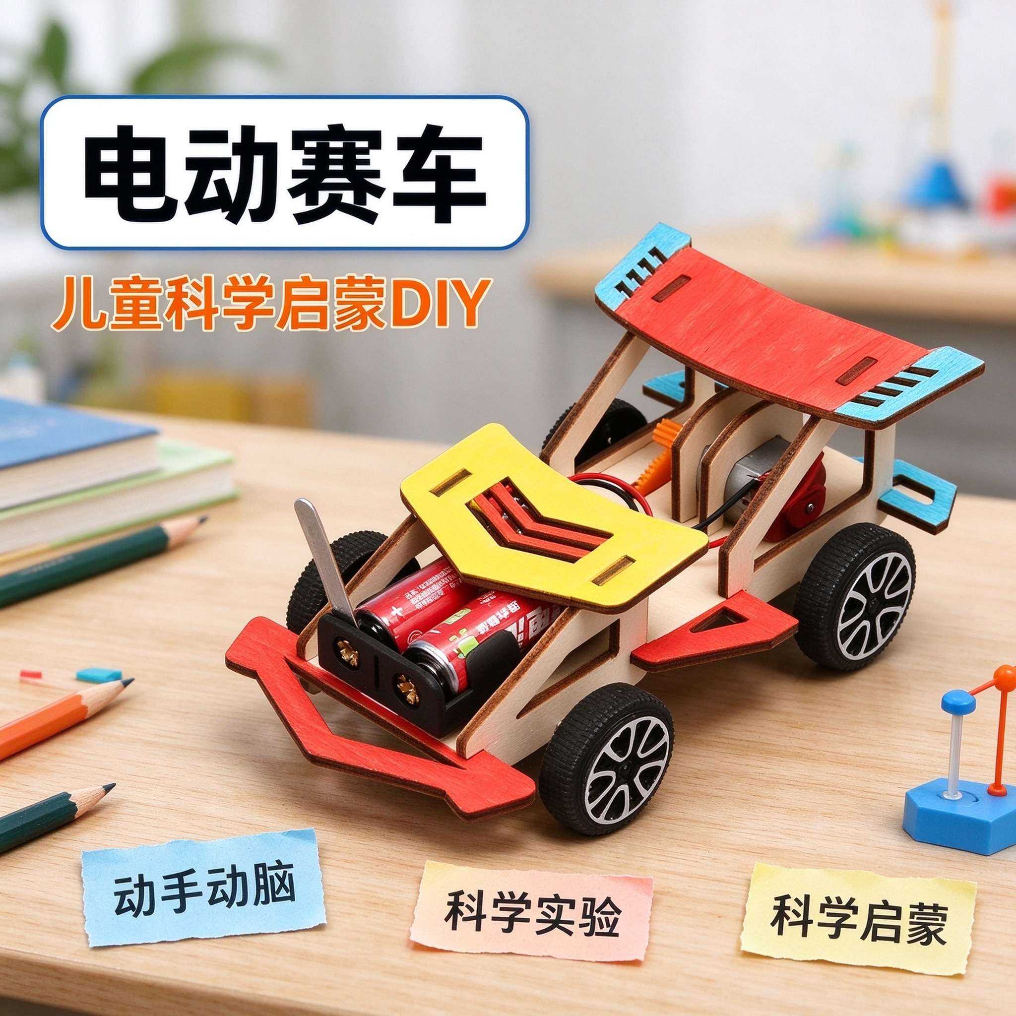 科技小制作创意电动木制赛车玩具