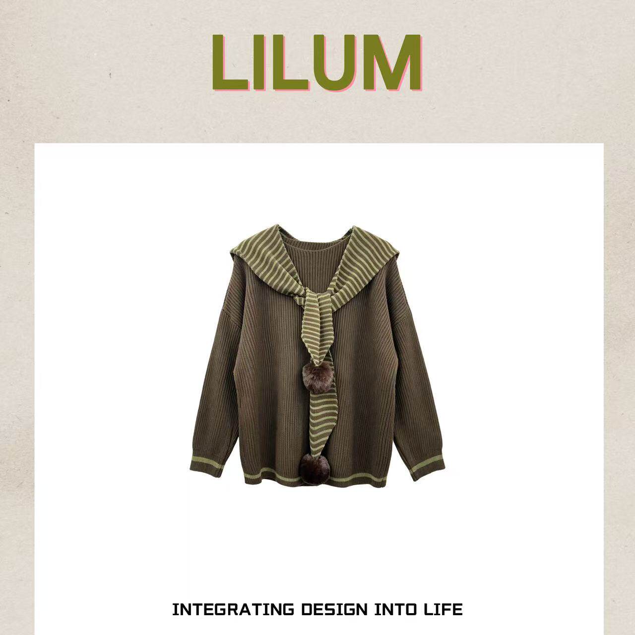 【小田直播间】LILUM厘白【云朵山茶】时尚百搭休闲毛衣