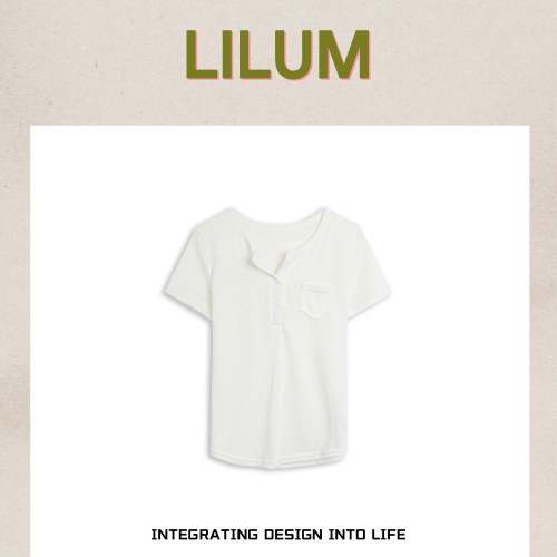 【小田专享】LILUM厘白【蓝影短袖】时尚百搭休闲短袖