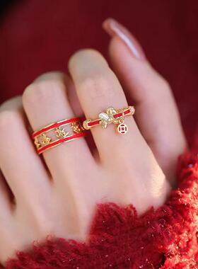 马上有钱戒指女款轻奢小众设计高级感食指戒精致时尚新年指环佩戴