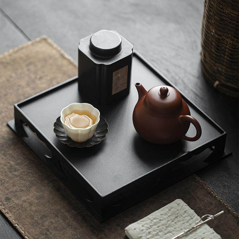手工铁艺台茶托干泡茶铁艺东盘具家用茶台一人中式小茶盘小茶海
