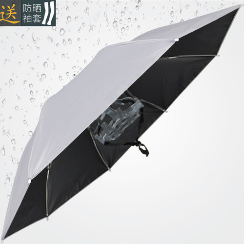 2021新款头戴式钓鱼伞帽折叠超轻黑胶户外防晒挡雨遮阳帽大号特价