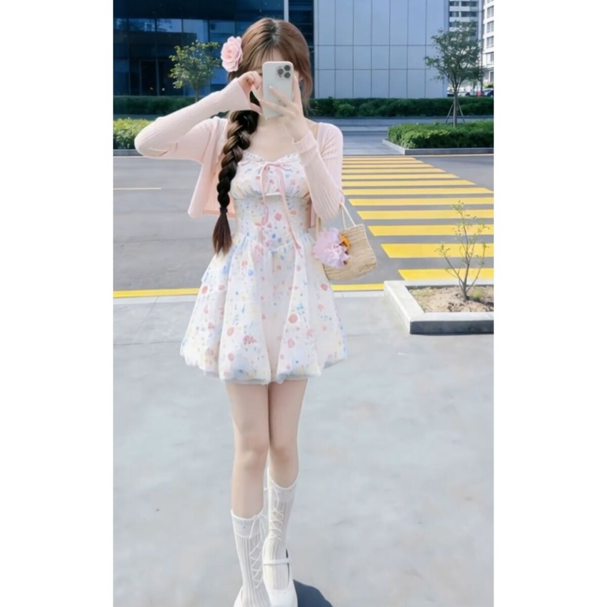 早春法式粉色碎花吊带连衣裙子女夏季2026新款小个子海边度假短裙