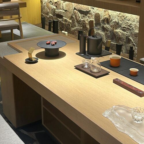 新中式茶桌2024新款高s端茶台原木色泡茶桌胡桃木办公室民宿茶馆