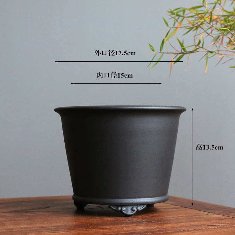 紫砂花盆兰花盆君子兰蕙兰超黑泥盆足多春兰根肉养透气水菖蒲云吸