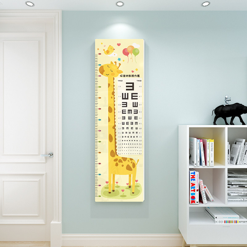 长颈鹿身高贴视力表墙贴儿童家用宝宝立体身高测量尺可移除不伤墙