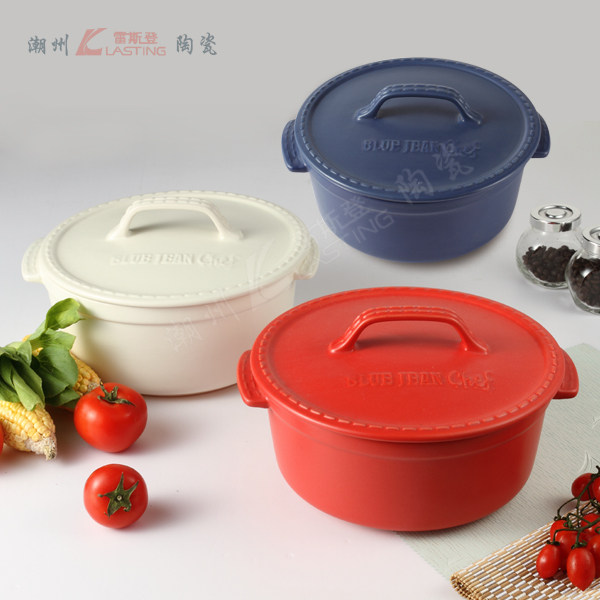 包邮韩式砂锅4L蓝红白色陶瓷汤锅电陶炉高温砂锅明火陶瓷家用耐