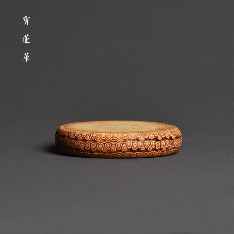 爆满竹星天然老竹根料手工精磨小圆托 竹杯垫盖置杯托壶托 竹文玩