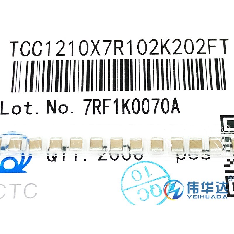 贴片电容 1210 1nF(102K) 10% 2KV 2000V TCC1210X7R102K202FT