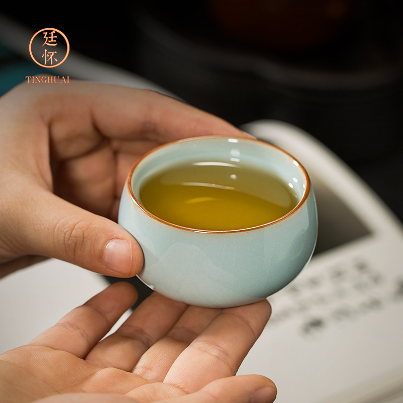 廷怀窑 汝窑茶杯陶瓷功夫茶杯品茗杯主人杯单杯汝州汝瓷禅定杯子