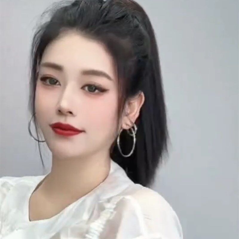 网红假发马尾夏季假发直发绑带假发夹假发网红直发清爽女神发型