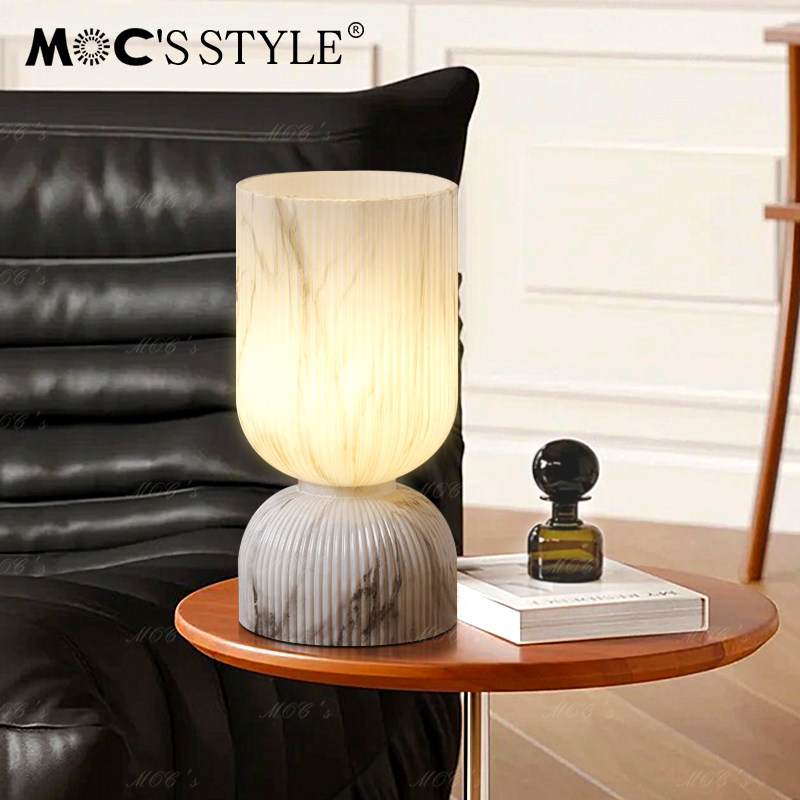 复古玻璃卧室床头柜台灯法式中古高级感奶油风书房装饰花瓶氛围灯