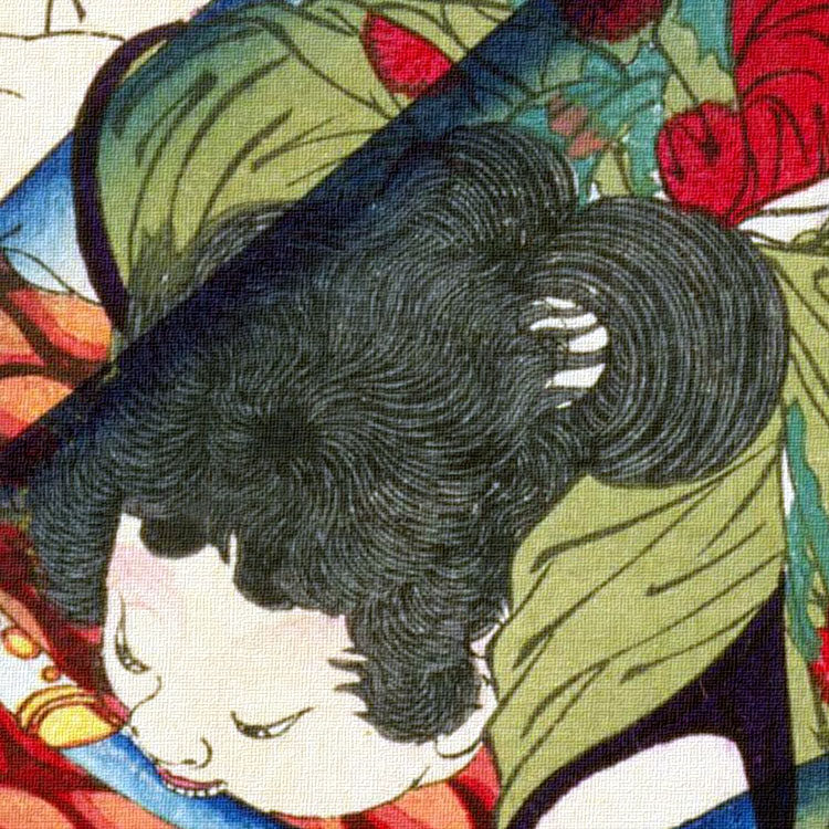日式挂画月冈芳年锦鲤鱼餐厅酒店有框装饰画客厅油画布