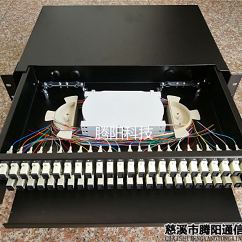 SC48口满配光纤配线架 2u48芯光纤终端盒 机架抽拉式48口满配