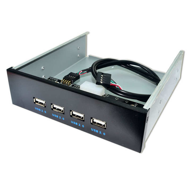 台式机箱USB2.0前置面板 9pin转usb2.0 4口 集线器 光驱位前置面图片