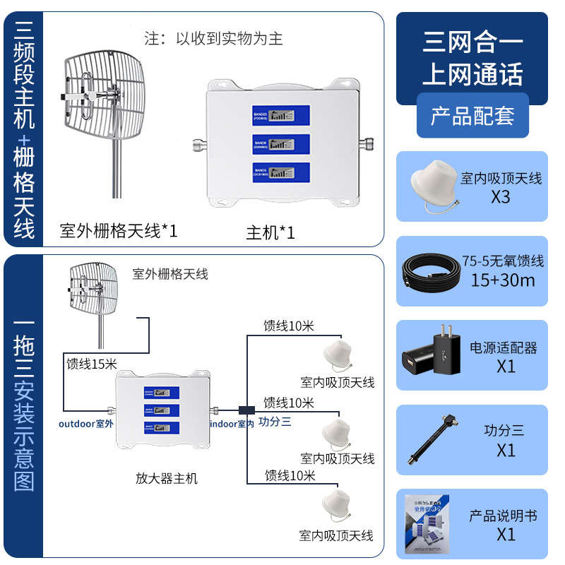 电信网合一加强扩大山区家用放大4g增强器三手机信号移动接收联通