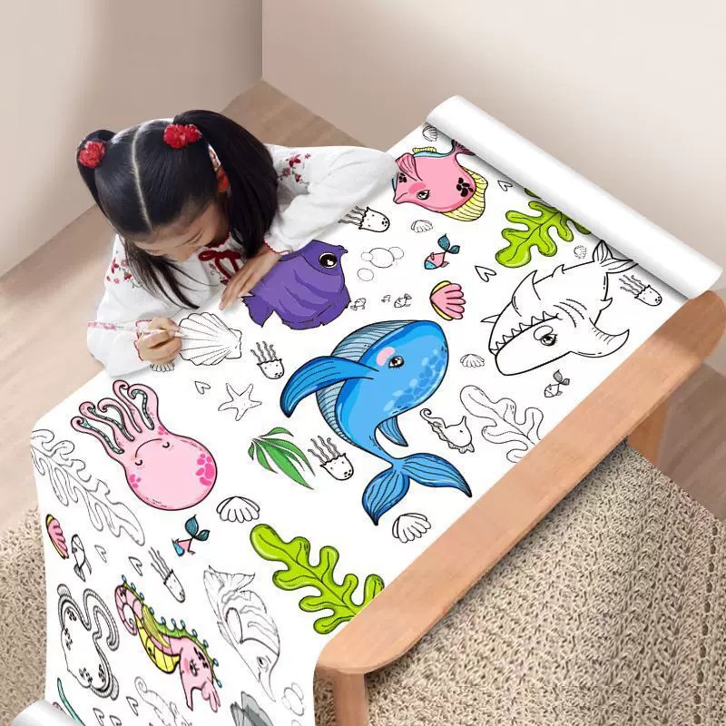 【下单立减50】儿童涂色画纸绘画纸长画卷幼儿园宝宝涂鸦大画_ZS