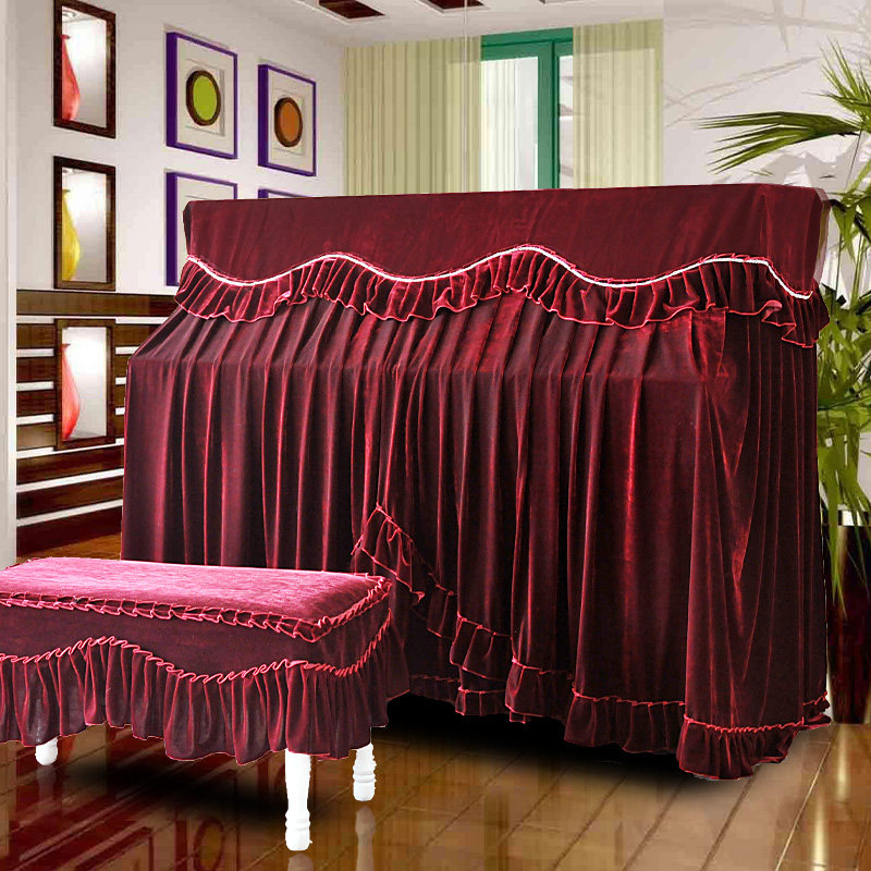 钢琴罩全罩钢琴套盖盖琴半罩简约罩布加厚欧式丝绒钢琴防尘罩巾艺