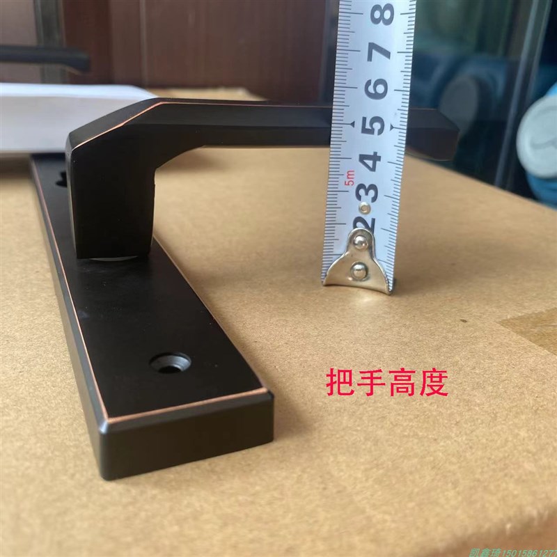 户外大门锁庭院门执手锁院子门黑色门把手40管套装锁具铝艺门拉手图片