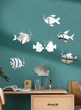 泡泡鱼亚克力镜面墙贴浴室卫生间背景墙面客厅3d立体防水装饰贴画