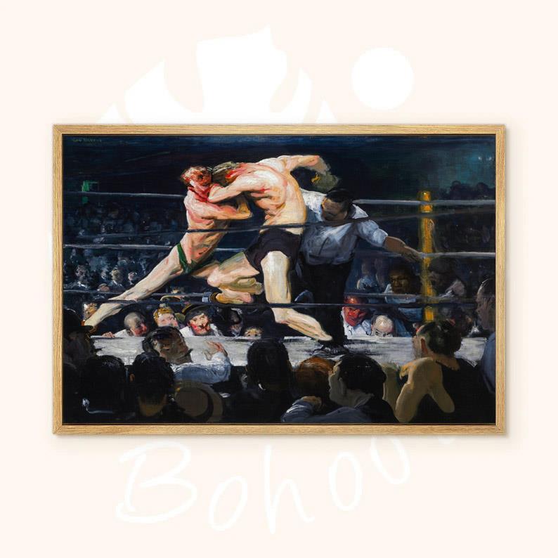 装饰画有框画挂画墙壁复古怀旧拳击格斗油画健身体育艺术轻奢高级