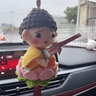 佛陀车挂毛线手工编织挂件莲花佛祖汽车载摆件创意礼物diy材料包