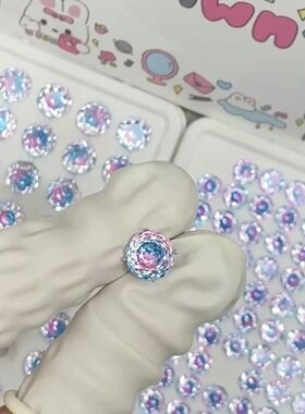 「魅力魔瞳」渐变紫色玫瑰切烟花切爆闪锆石耳钉甜酷轻奢钛钢耳饰