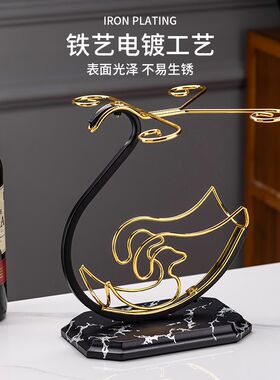 天鹅红酒架摆件新中式红酒杯架家用倒挂高脚杯轻T奢高档红酒杯套