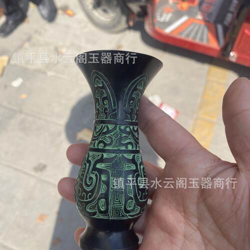 仿SDR001青铜复器凤纹瓶摆装饰铜件礼品古青器道具酒樽花瓶工艺品