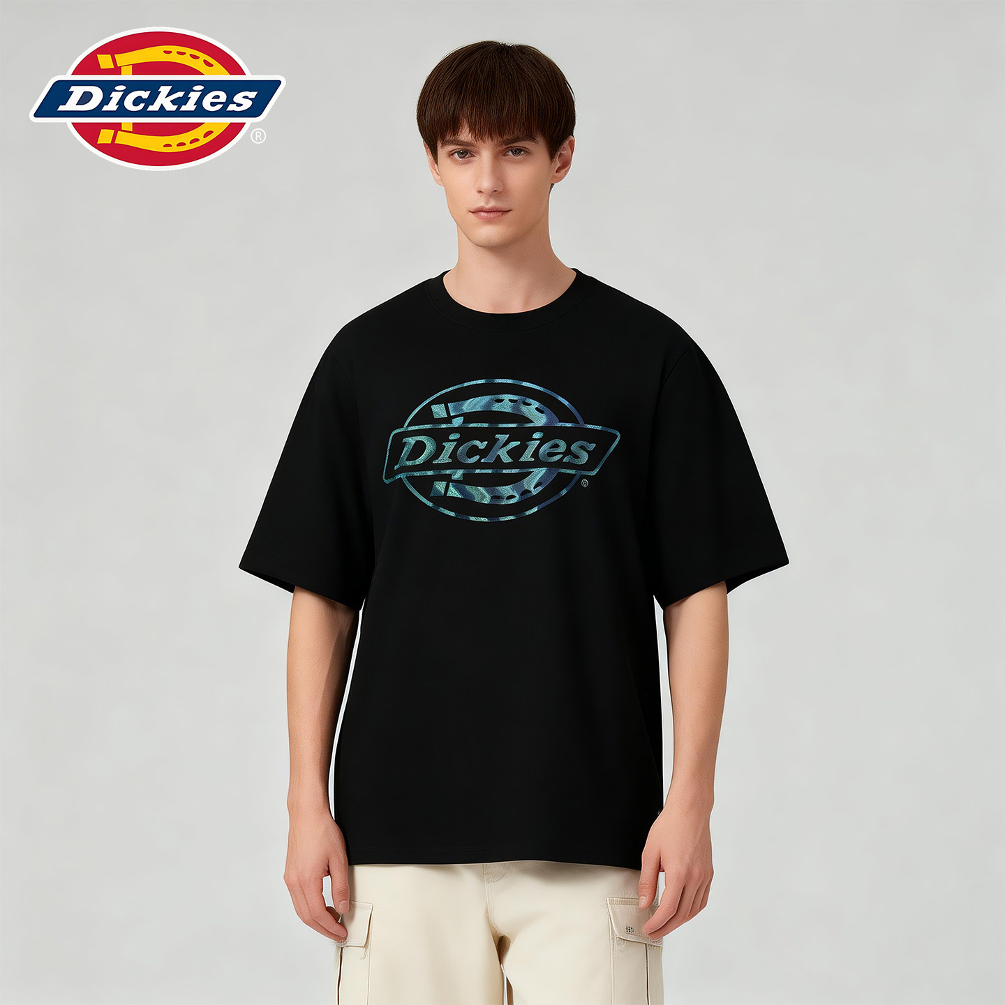 Dickies美式夏季短袖T恤男黑色LOGO印花重磅百搭凉感速干圆领上衣