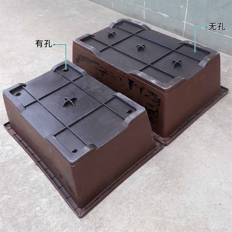 加厚长方形树脂花盆户外造v景石山水盆家用盆景花盆仿紫砂阳台种 - 实物图