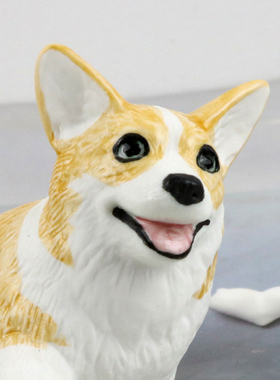 迷你柯基犬d陶瓷摆饰创意家居装饰品彷真小狗公仔摆设办公桌面礼