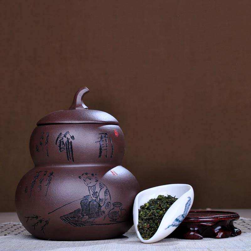 茗露紫砂茶叶罐葫芦罐配茶罐醒茶罐储茶具零功夫配件紫砂茶具
