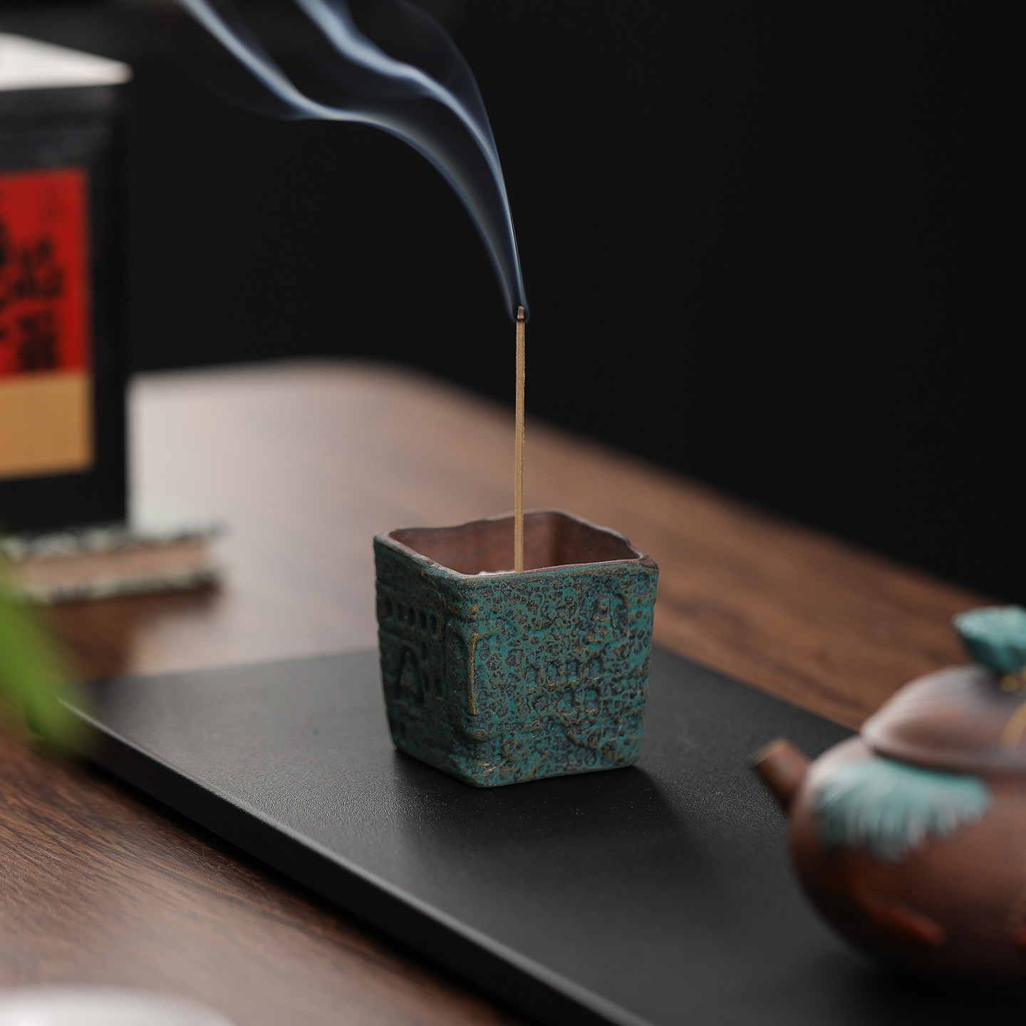 敦煌佛窟香炉粗陶方形禅意家用复古茶室线香插香薰炉陶瓷香道摆件